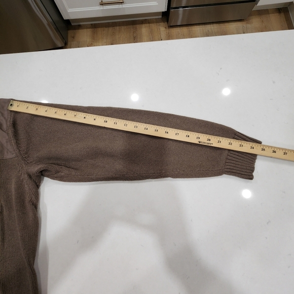 Duluth Trading Co Men XL 1/4 Zip Mock Neck Wool Blend Knit Sweater Elbow Patches - Picture 10 of 12